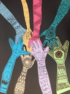 a group of hands with different designs on them