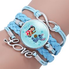 Disney Lilo and Stitch Blue Multilayer Bracelets for Girls Anime Jewelry Cartoon Time Gem Bracelet Bracelets For Girls, Time Stone, Stitch Blue, Stitch Jewelry, Lilo Et Stitch, Anime Jewelry, Stitch Cartoon, Cute Stitch, Gems Bracelet