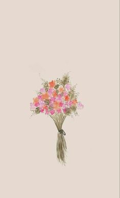 a bouquet of flowers on a beige background