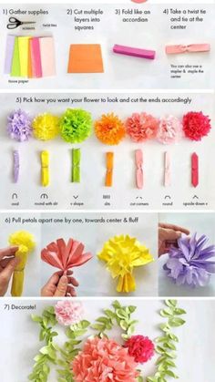 how to make tissue paper flowers that look like they have been cut into pieces and put on