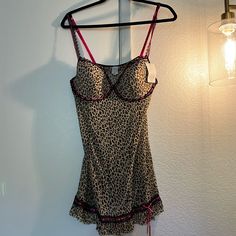 Rampage Intimates Leopard Print Lingerie, Lightly Padded Top, Hot Pink Ribbon Details. Size 2x Hot Pink Ribbon, Yellow Tights, Trending Flats, Medical Outfit, Gold Jacket, Women Crew Socks, Padded Top, Fire Fits, Nursing Clothes