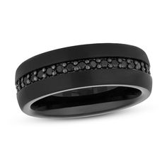 black diamond wedding band in 18k white gold