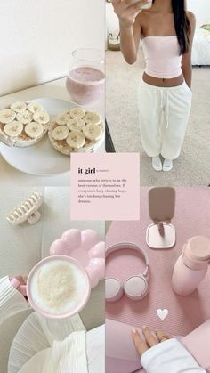 Pink Productive Aesthetic, Wellness Girly Aesthetic, It Girl Inspiration, Clean Girl Mindset, Vision Board Glow Up, Clean Pink Aesthetic, Getting My Life Together Aesthetic, Pink Clean Girl Aesthetic, Clean Girl Vision Board