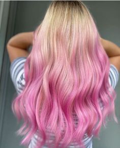 Blonde To Pink Ombre, Hair Lookbook, Blonde Hair With Pink Highlights, Cotton Candy Hair, Creative Hair Color