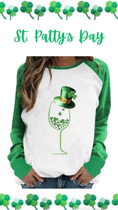 Women's St Patrick's Day T Shirts Green Sweatshirt Raglan Sleeve Shirt Pullover Tops Loose Casual Dressy Tops. #pullover #stpatricksday #fashion #clover #shamrock #sweatshirt #casual #green St Patrick’s Day Sweatshirt, Cheap Graphic Print Tops For St. Patrick's Day, Cotton Crew Neck Top For St. Patrick's Day, St. Patrick's Day Crew Neck T-shirt, Cheap St. Patrick's Day Crew Neck T-shirt, Green Sweatshirt, Dressy Tops, Dressy Casual