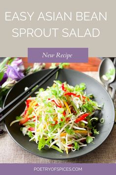 Bean Sprouts Salad, Crunchy Asian Salad, Green Papaya Salad, Salad Recipes Healthy Easy, Green Papaya