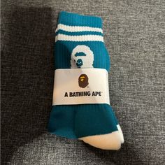 Bape Ape Head Socks Brand New Make A Offer Will Ship Out Next Day Breathable Casual Winter Socks, Casual Blue Socks With Letter Print, Casual Blue Socks For Outdoor, Casual Blue Outdoor Socks, Breathable Blue Cotton Socks, Blue Cotton Sporty Socks, Blue Winter Sports Socks, Sporty Blue Socks For Winter, Head Socks