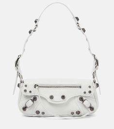 Le Cagole XS leather shoulder bag in white - Balenciaga | Mytheresa White Balenciaga, Designer Shopping, Balenciaga Logo, Cute Prom Dresses, Balenciaga Bag, White Bag, Fashion Designer, Leather Shoulder Bag, Luxury Branding