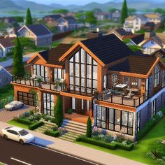 Sims 4 House Inspiration, Sims 4 House, Die Sims 4, Sims 4 Family, Modernist Architecture