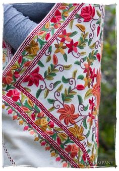 Jardin de Palais Notre Dame Shawl — Seasons by The Kashmir Company Pakistani Embroidery, Embroidered Shawl, Kashmir India, Beautiful Wedding Decorations, Creative Wedding Ideas