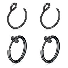 four pairs of black metal hooks on a white background, with one hook in the middle and