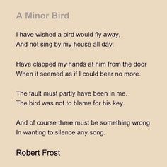 a poem written in black and white with an image of a bird sitting on top of it