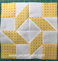 the block is made up of yellow and white squares