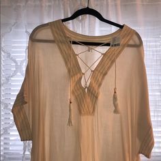 Oversized Ivory Tunic. Great To Throw On Over Any Swimwear. Tie Front Detail Womens Swim, Cover Up, Cream, Women Shopping, Color