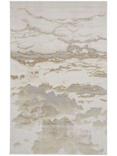 an area rug with white and grey clouds in the sky, on top of it