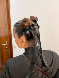 Maxine Lui | The Inheritance Games I Jennifer Lynn Barnes | aesthetic Bow Space Buns, Space Buns With Ribbons, Space Buns With Bows, Space Buns Aesthetic, Space Bun Hairstyles, Two Buns Hairstyle, Bun Bow, Space Bun, Jennifer Lynn Barnes