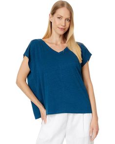 Women's Eileen Fisher V Neck Square Tee Relaxed Fit Linen V-neck Top, Versatile V-neck Linen Tops, Organic Linens, Eileen Fisher, Unique Fashion, Cap Sleeves, Womens Tees, Shirts Tops, Womens Sizes