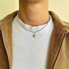 Y2k 2000s Vintage Style Heavy Metal Punk Silver Gothic Emo Star Pendant Chain Necklace These Chains Are Unisex :)! Brand New Silver Accessories Men, Mens Bead Necklace, Y2k Necklace Men, Necklace Men’s, Guys Necklaces, Jewelry Accessories Men, Boy Jewelry, Guy Jewelry, Jewelry Boys