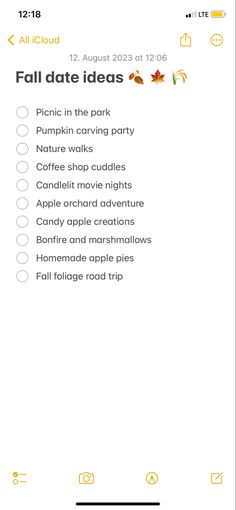 the fall date checklist is displayed in this screenshote screen shot, with an arrow