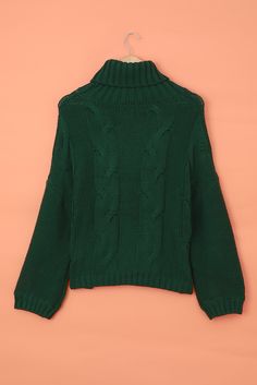 Green Cuddle Weather Cable Knit Handmade Turtleneck Sweater Cozy Fit Cropped Sweater For Winter, Soft Knit Green Cropped Sweater For Fall, Green Soft Knit Cropped Sweater For Fall, Long Sleeve Soft Knit Acrylic Sweater, Cozy Chunky Knit Solid Sweater, Cozy Fit Green Sweater For Winter, Cozy Solid Color Chunky Knit Sweater, Cozy Fit Green Winter Sweater, Cozy Cable Knit Acrylic Sweater