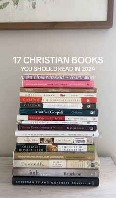 a stack of books with the title 17 christian books you should read in 2021 on it