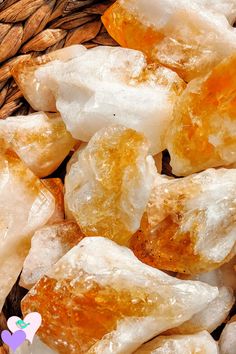 some yellow and white rocks in a basket