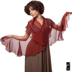 "This silk wrap in a Venetian Red color will give you many creative ideas to adorn your dress and distinguish yourself. This scarf make it easy to create a gorgeous look and comes in a great choice of luxurious silk chiffon fabric. Unique formal wrap made in curved shape, which created a beautiful cascade of fluttering ruffles. The full length of the scarf is about 76\" and the width on the central widest part is about 15\" Available in 35 colors. You can order a swatches from https://www.etsy.c Formal Wrap, Wedding Shawls, Silk Stoles, Silk Chiffon Fabric, Chiffon Shawl, Wrap Shawl, Silk Shawl, Gold Silk, Evening Dresses Elegant