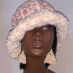 7” Inches / Circumference Of 23 Inches/ Crown Height 4 Inches /Brim 2” Acrylic Yarn Crochethat Trendy Pink Crochet Hat For Winter, Cozy Warm Pink Hats, Trendy Pink Bucket Hat For Winter, Trendy Pink Crochet Hat, Pink Knitted Acrylic Hat, Beige Winter Crochet Hat, Pink Crochet Hat Warm And Cozy, Beige Yarn Crochet Hat For Winter, Beige Crochet Yarn Hat For Winter