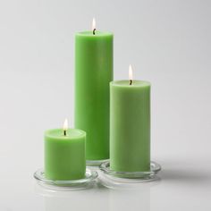 Richland Pillar Candles 3x3, 3x6 & 3x9 Green Set of 18 Green Pillar Candles, Bouquet Succulent, Green Candles, Dripless Candles, Glass Pillar Candle Holders, Home Weddings, Square Vase, Green Candle, Light Spring