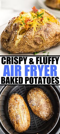 crispy and fluffy air fryer baked potatoes are the perfect side dish for any meal