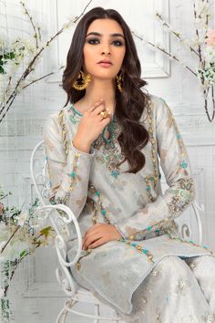 Moon Glow | Pakistani Designer Outfit | Sarosh Salman Checks Design, Net Shirt, Designer Outfit, Simple Pakistani Dresses, Modest Wear, Organza Dupatta, Pakistani Designers, Moon Glow, Indian Fashion Dresses