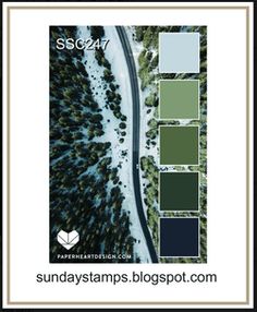 an aerial view of a road and trees in the snow with text that reads sunday stamps blog