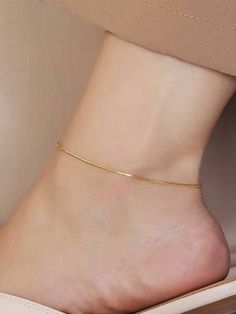 1pc Casual Stainless Steel Minimalist Anklet For Women For Foot DecorationI discovered amazing products on SHEIN.com, come check them out! Simple Gold Anklet Designs, Payal Gold Design, Gold Anklets Design, Simple Anklets Gold, Simple Payal Design, Gold Payal Design Simple, Payal Designs Gold, Gold Anklets Indian Simple, Gold Payal Design