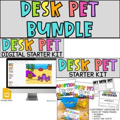 the desk pet bundle includes two computer monitors, a monitor and other items to help students learn