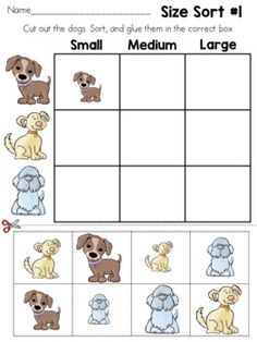 a printable worksheet for small and medium sized dogs