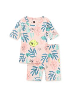 A returning print from our Portual collection that will send them drifting happily off to dreamland. This short-sleeve pajama set is just right for warm weather lounging and bedtime. Crafted of 100% soft cotton rib--brushed inside for extra softness--that will keep your sleepy sweetie pie so cozy but not too toasty. Visit our Global Shop to see more of our favorite styles from around the world. Playful Short Sleeve Sets For Sleepover, Playful Sleepwear With Graphic Print For Sleepovers, Playful Graphic Print Sets For Sleepover, Graphic Print Loungewear Sets With Short Sleeves, Playful Graphic Print Sleepwear For Sleepovers, Playful Short Sleeve Bedtime Sets, Playful Graphic Print Sleepover Set, Playful Graphic Print Loungewear Sets, Short Sleeve Graphic Print Loungewear Sets