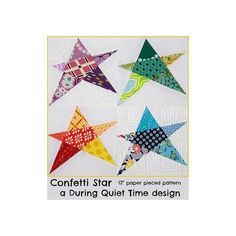 an image of some colorful stars on a page with the words confetti star