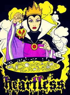 a woman wearing a black shirt with an image of evil queen cooking food on it