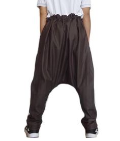 Drop Crotch Harem Pants Brown Denim Cotton Jeans DN-11. image 1 Plus Size Palazzo Pants, Brown Denim, Black Capri Pants, High Waisted Wide Leg Pants, Drop Crotch Pants, Brown Jeans, White Linen Pants, Pants Brown, Cotton Jeans