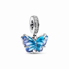 Pandora Butterfly, Butterfly Charm Bracelet, Pandora Blue, Charms Pandora, Bracelet Pandora, Glass Butterfly, Pandora Bracelet Charms, Pandora Silver, Butterfly Charm