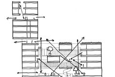 an architectural drawing with lines and arrows