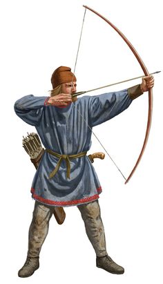 an illustration of a man with a bow and arrow in his hand, ready to shoot