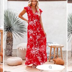 I Bought This Dress From Vici Dolls A Couple Months Ago For A Trip To Hawaii. I Was 3 Months Postpartum At The Time And Ended Up Not Wearing It. Now Being 7 Months Postpartum, It’s A Little Too Big Now So I’m Selling This Brand New. Originally Purchased For $58 Casual Red Printed Maxi Dress, Casual V-neck Maxi Dress For Holiday, Flowy Red Casual Maxi Dress, Casual Flowy Red Maxi Dress, Casual Red Flowy Maxi Dress, Red Short Sleeve Maxi Dress For Vacation, Casual Red Floral Print Maxi Dress, Casual Red Maxi Dress For Vacation, Casual Red Maxi Dress For Holiday