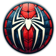 a close up of a spider man logo on a white background