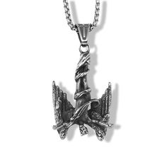 Fallen Angel Pendent Stainless Steel Jewelry |  Religion Believer Punk Rock Hiphop Necklaces Pendants | Gothic pendant Best Gift 60 cm CHECK OUT ALL NEW COLLECTION https://www.etsy.com/ca/shop/MetalDesire 🖤 This piece was handcrafted. 🖤 Material: Thick silver plating  🖤  All of our jewellery is handcrafted with love. Customized products do take a bit longer to make. CUSTOMIZATION TIME -- TURN AROUND TIME 🖤 All of the pieces are manufactured to order. Our typical response time is 5 to 10 busi Punk Style Necklace With Adjustable Chain For Streetwear, Punk Style Adjustable Chain Necklace For Streetwear, Silver Punk Pendant Necklace, Punk Style Metal Pendant Necklace, Punk Stainless Steel Pendant Jewelry, Rock Style Metal Jewelry For Streetwear, Punk Necklace With Adjustable Chain, Punk Stainless Steel Necklace With Adjustable Chain, Punk Style Stainless Steel Necklace With Adjustable Chain