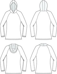 the front, back and side views of a hoodie sweatshirt