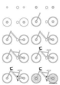 the different types of bicycles are shown in black and white, with circles around them