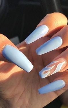 Ballerina Style Nails, Acrylic Nails Design, Acrylic Nail Polish, Nails Design Ideas, Blue Acrylic Nails, Nice Nails, Cute Acrylic Nail Designs, Simple Acrylic Nails, Pretty Nail Designs