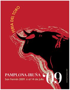 a poster with a bull on it for the spanish festival pamplona - uruna