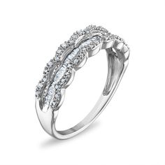 a white gold ring with diamonds on it